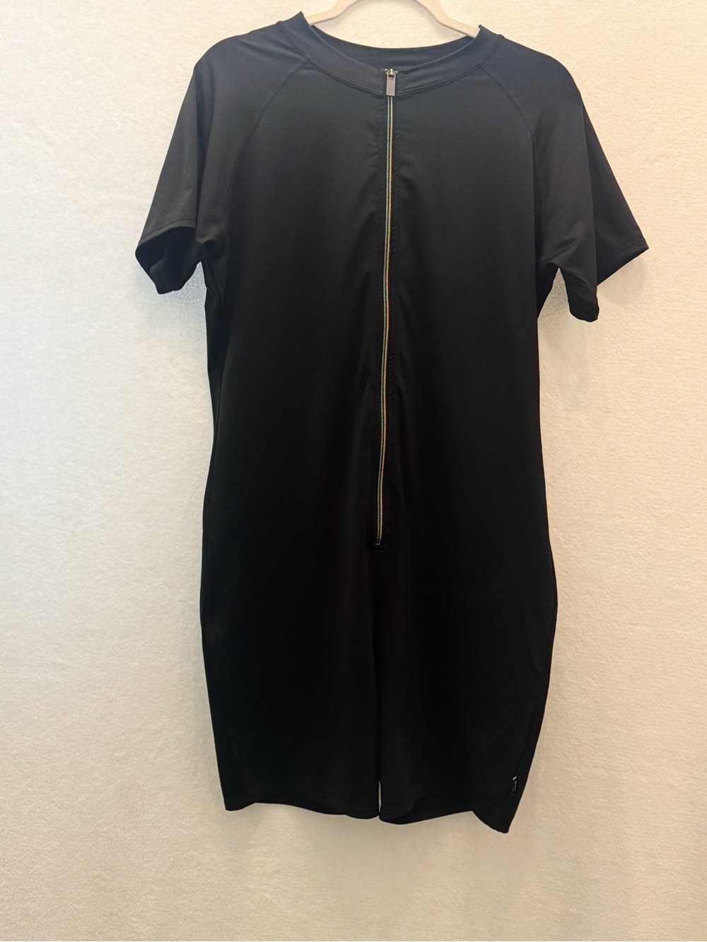 TomboyX Black Short Sleeve Unisuit Rainbow Zip Swimwear Womens 2X